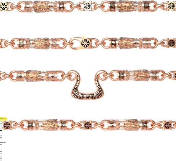 Цепь из красного золота 585 пробы c эмалью