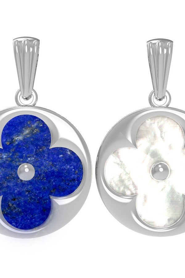 Подвеска из белого золота c лазуритом и перламутром