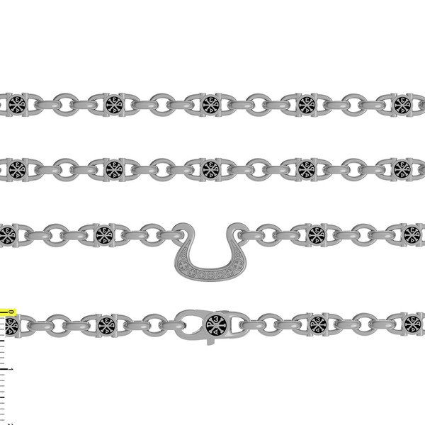 Цепь из белого золота 585 пробы c эмалью