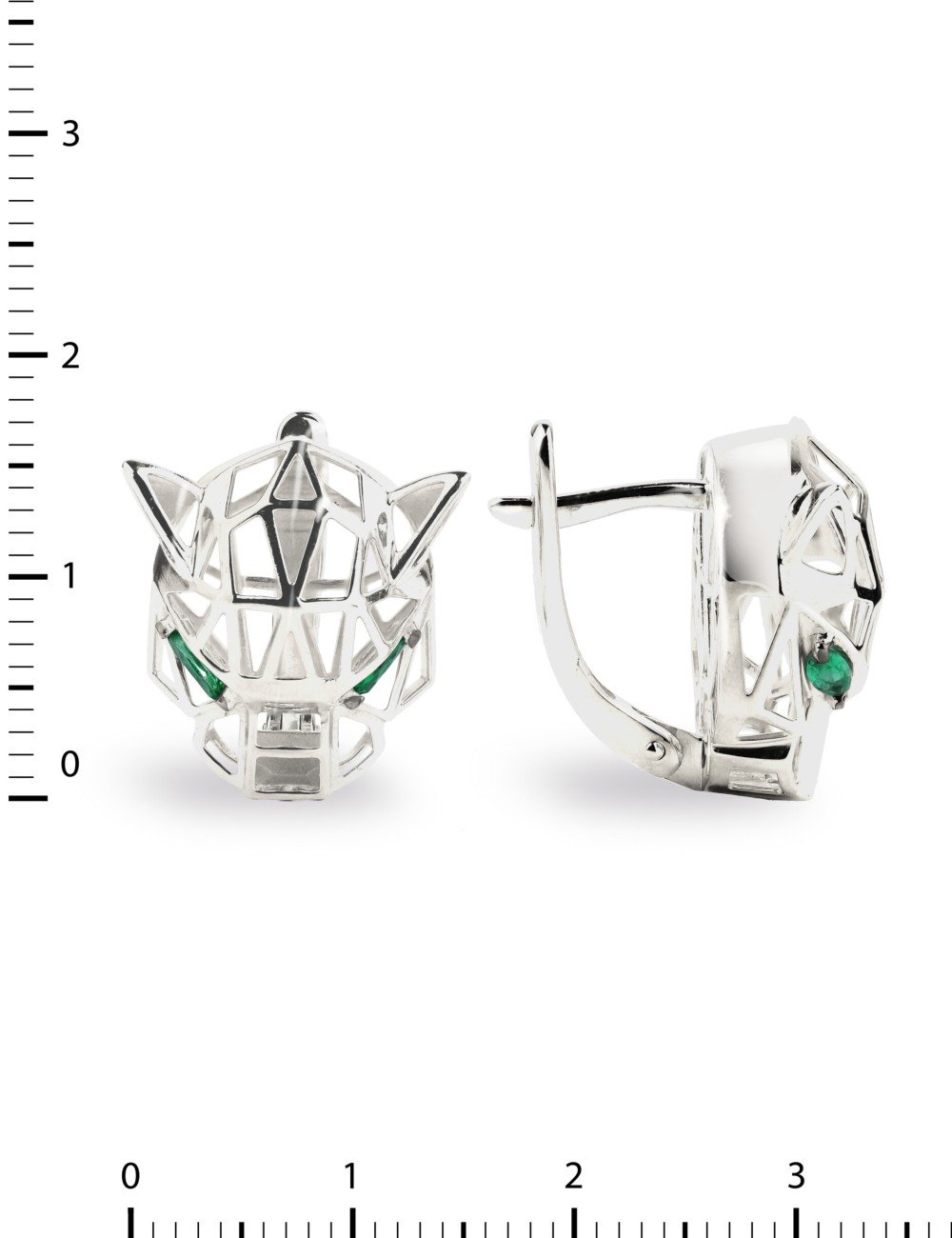 Серьги из белого золота c изумрудом