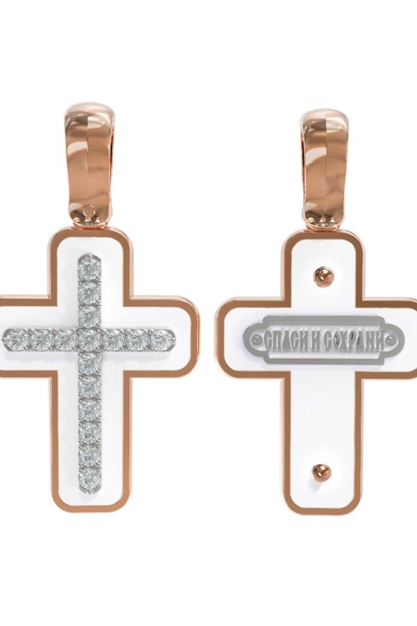 Крест из золота c эмалью и бриллиантами