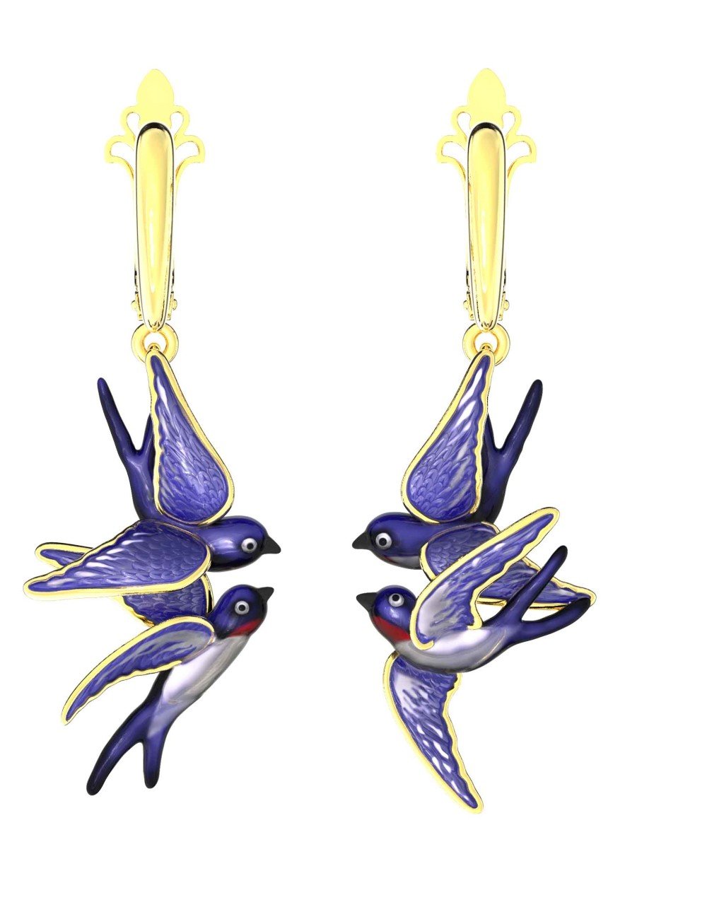 Серьги из лимонного золота c эмалью