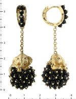 Серьги из лимонного золота c эмалью и ониксом