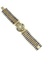 Браслет из лимонного золота c эмалью, рубином и лазуритом