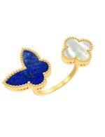 Кольцо из лимонного золота c лазуритом и перламутром