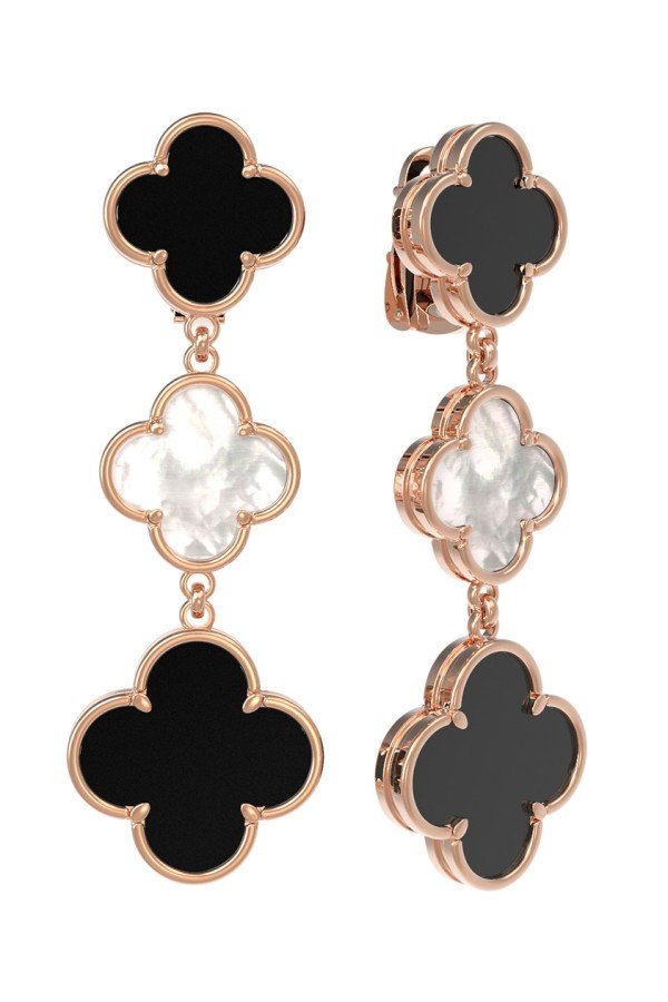 Серьги из золота c ониксом и перламутром