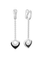 Серьги из белого золота c бриллиантами и ониксом