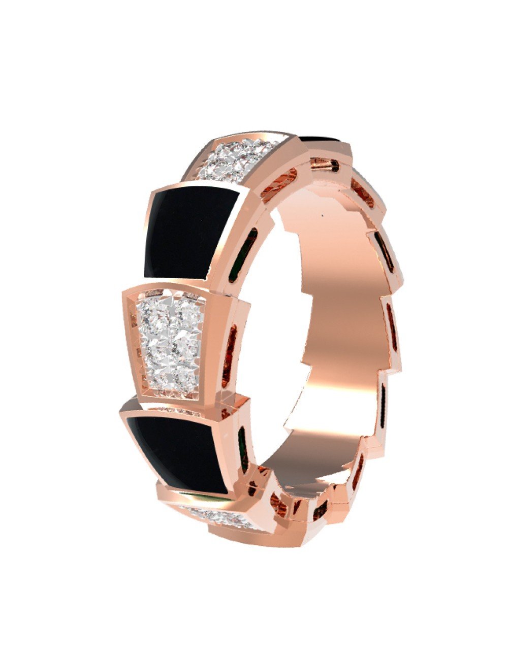 Кольцо из золота c бриллиантами и ониксом