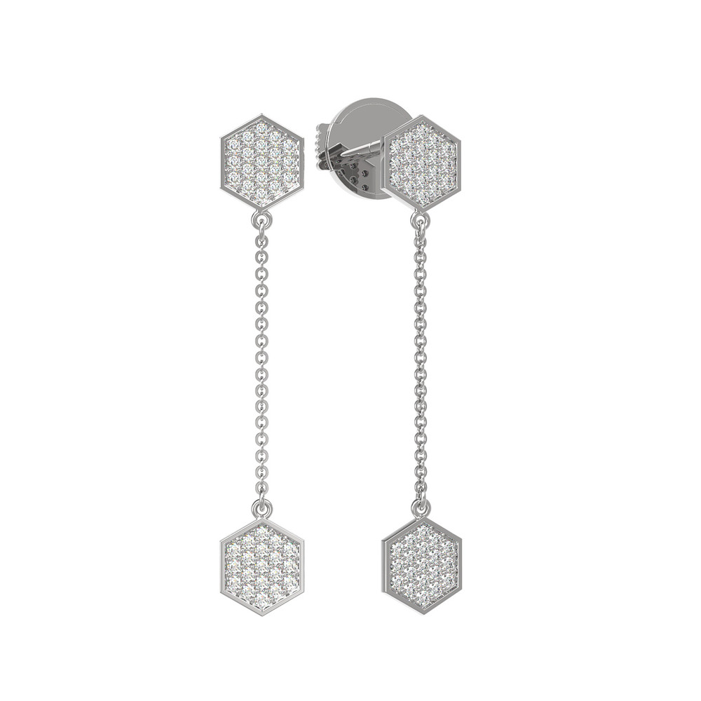 Серьги из белого золота 585 пробы c бриллиантами