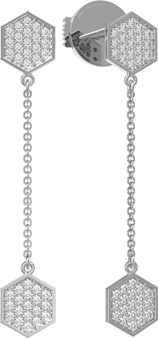 Серьги из белого золота 585 пробы c бриллиантами