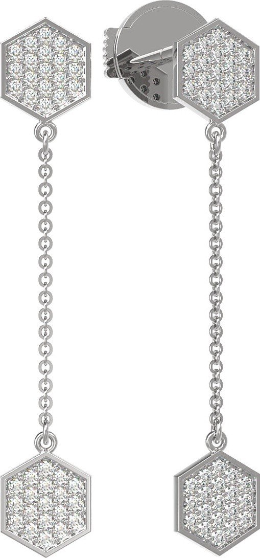 Серьги из белого золота c бриллиантами