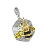 Подвеска из белого золота c эмалью, ониксом и эмалью