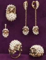 Кольцо из золота c эмалью и жемчугом