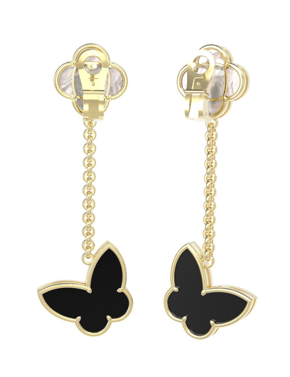 Серьги из лимонного золота c ониксом и перламутром