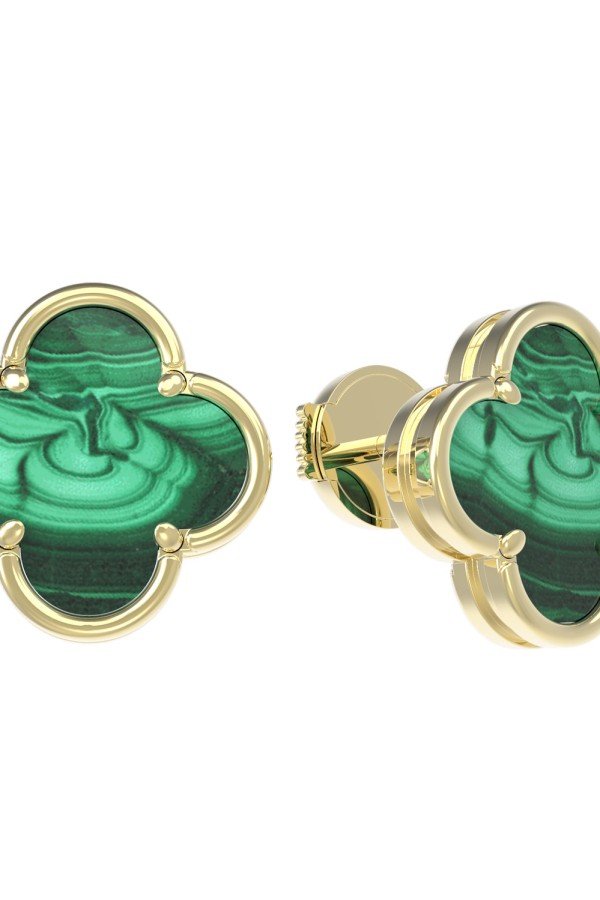 Серьги из лимонного золота c малахитом