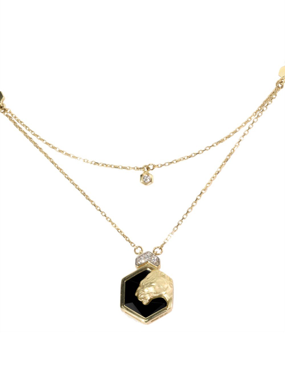 Колье из лимонного золота c бриллиантами и ониксом