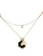 Колье из лимонного золота c бриллиантами и ониксом