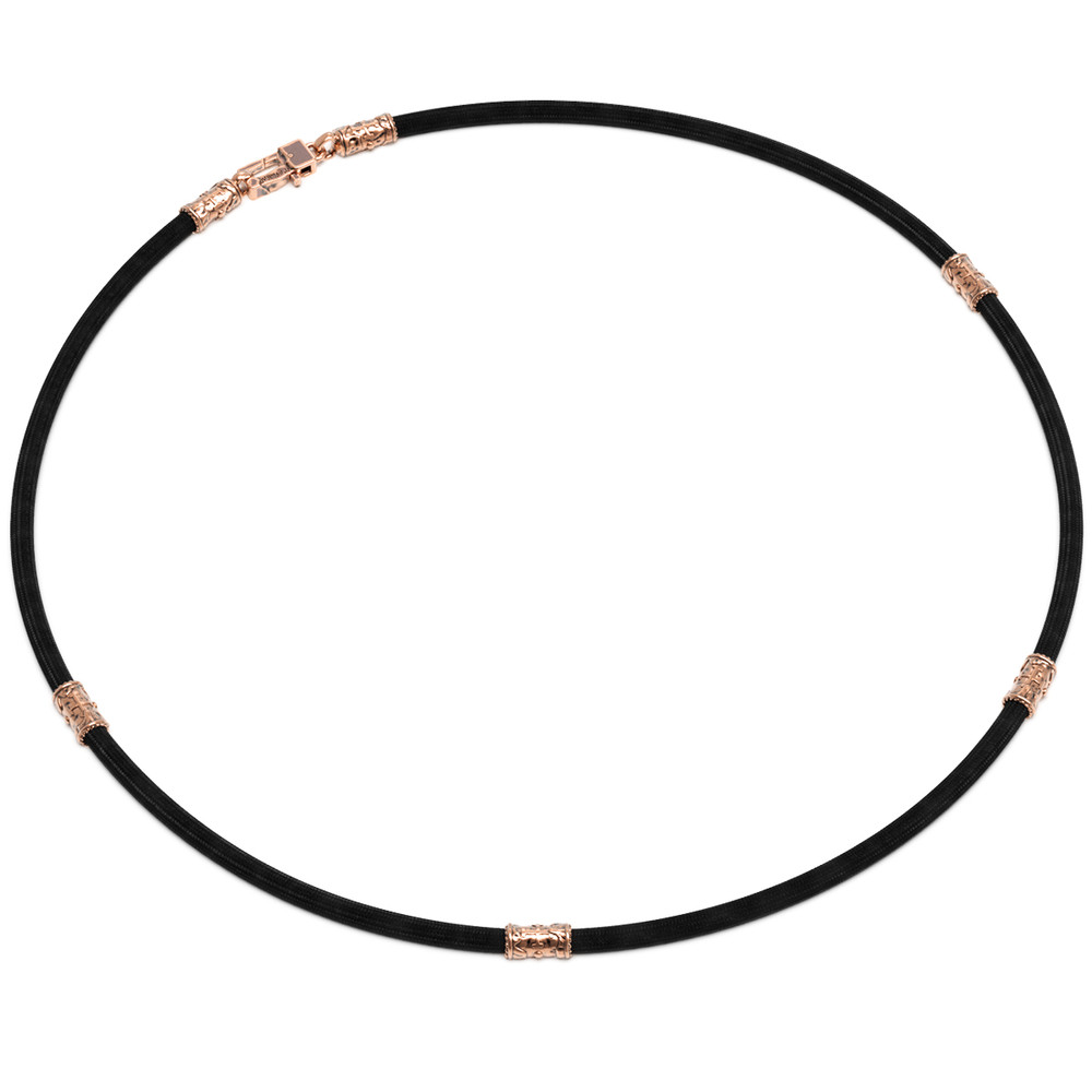 Цепь-шнурок шелк из красного золота 585 пробы c шёлковым шнурком