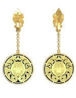 Серьги из лимонного золота c эмалью и ониксом