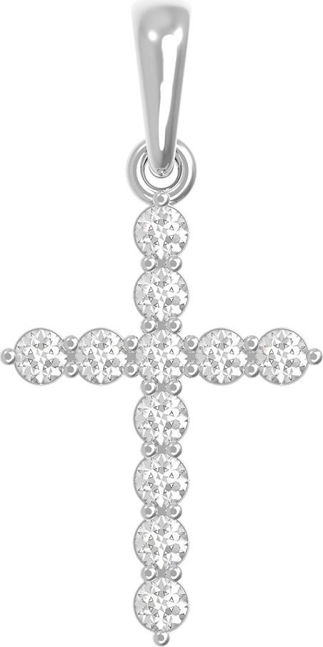 Крест из белого золота 585 пробы c бриллиантами