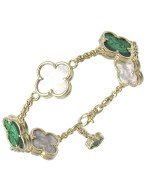 Браслет из лимонного золота c малахитом и перламутром