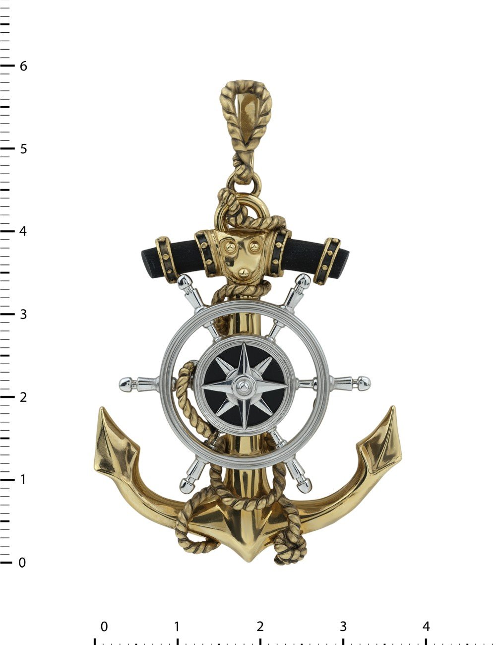 Подвеска из лимонного золота c ониксом и эбеновым деревом