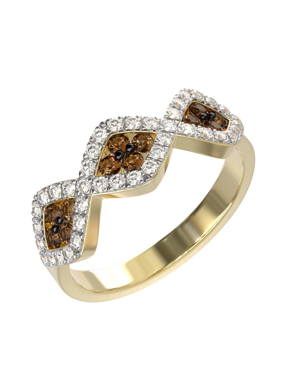 Кольцо из лимонного золота c бриллиантами