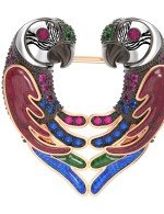 Брошь из золота c эмалью и фианитом