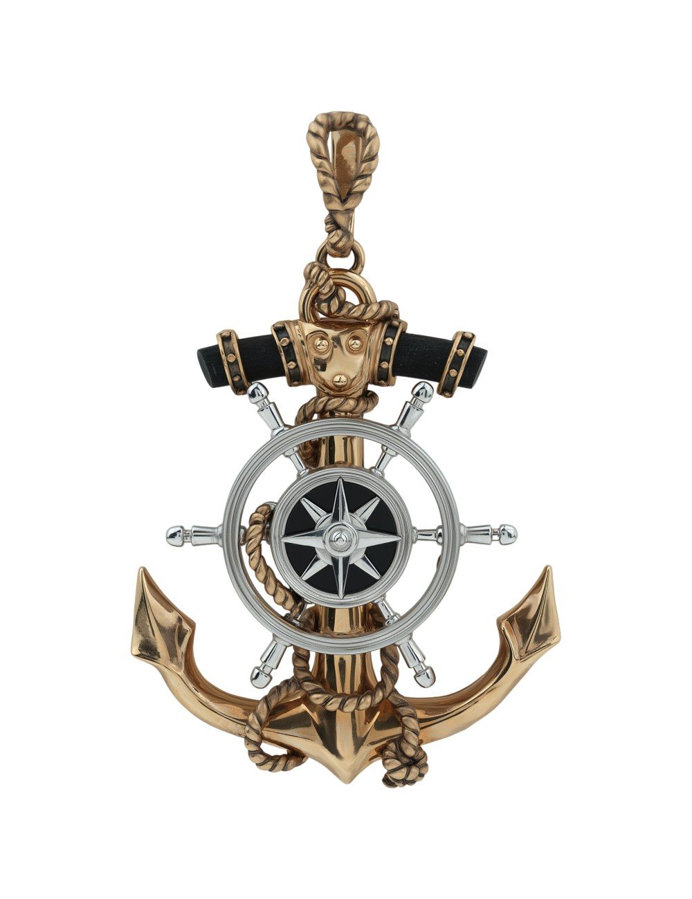 Подвеска из золота c ониксом и эбеновым деревом