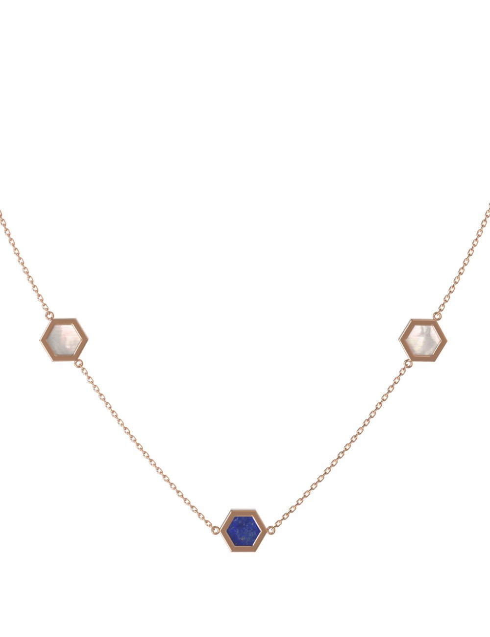 Колье из золота c лазуритом и перламутром