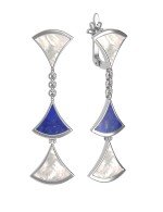 Серьги из белого золота c лазуритом и перламутром