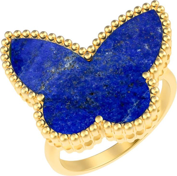 Кольцо из лимонного золота 585 пробы c лазуритом