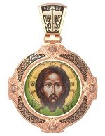Образок из золота c эмалью, иконописью и темперой