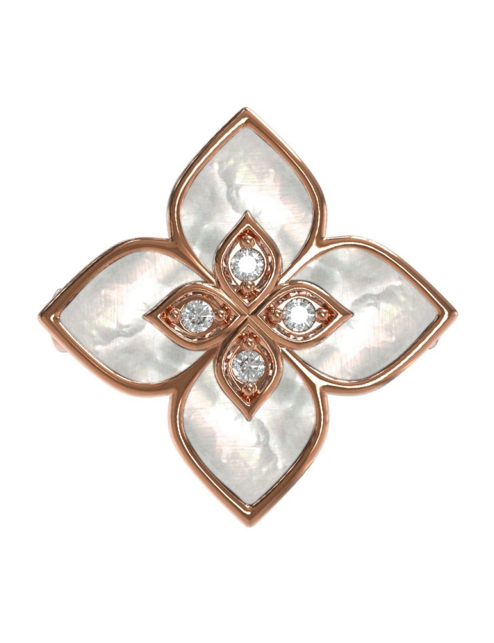 Кольцо из золота c бриллиантами и перламутром