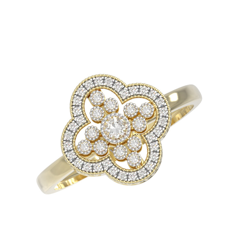 Кольцо из лимонного золота 585 пробы c бриллиантами