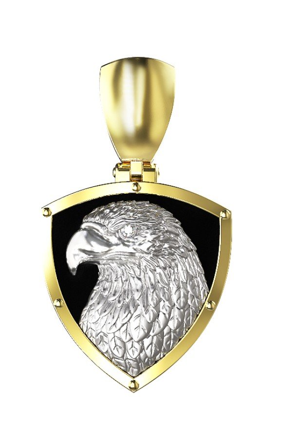 Подвеска из лимонного золота c бриллиантами и ониксом