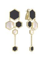 Серьги из лимонного золота c ониксом и перламутром