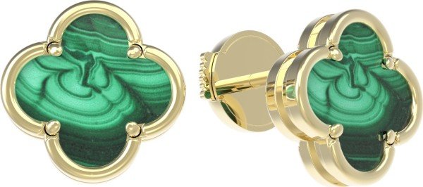 Серьги из лимонного золота c малахитом