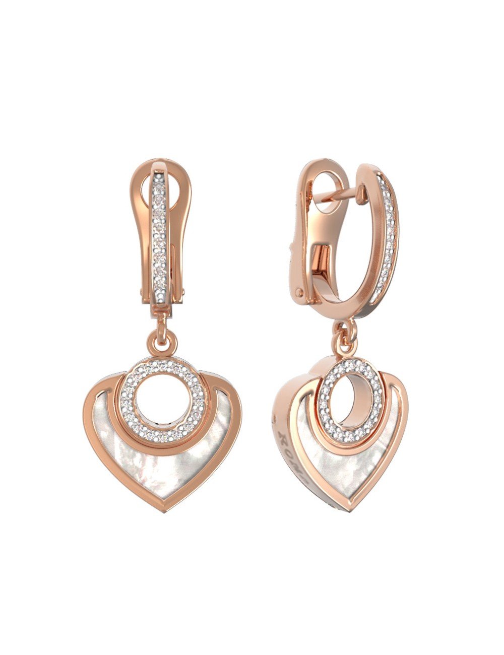 Серьги из золота c бриллиантами и перламутром