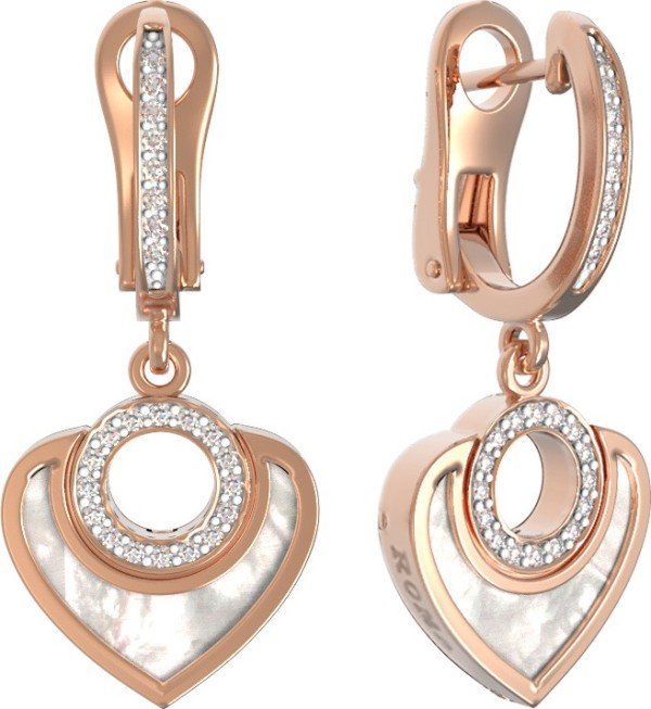 Серьги из золота c бриллиантами и перламутром