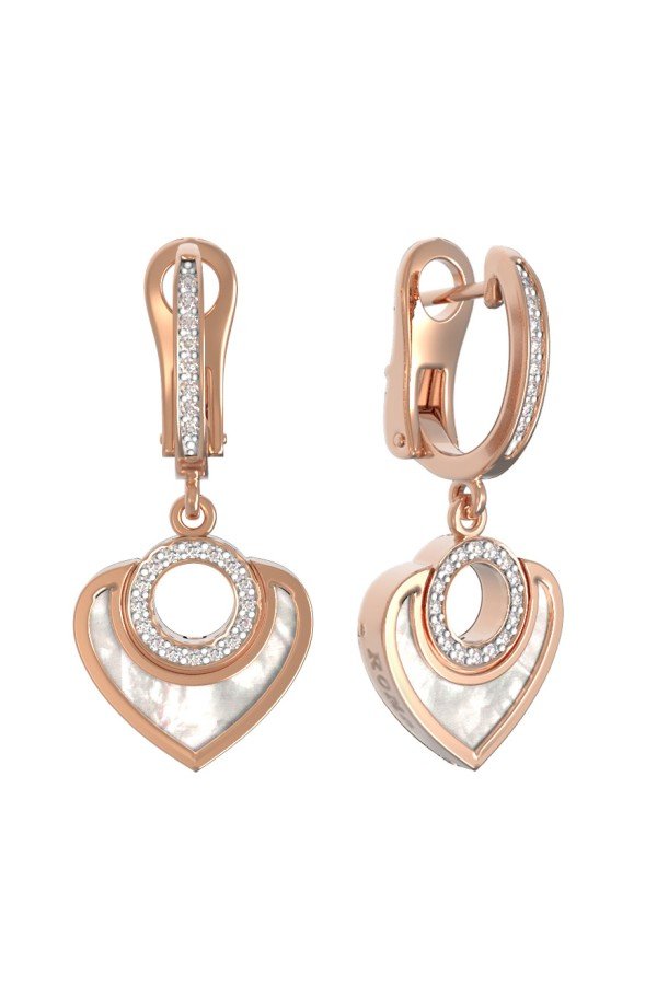 Серьги из золота c бриллиантами и перламутром