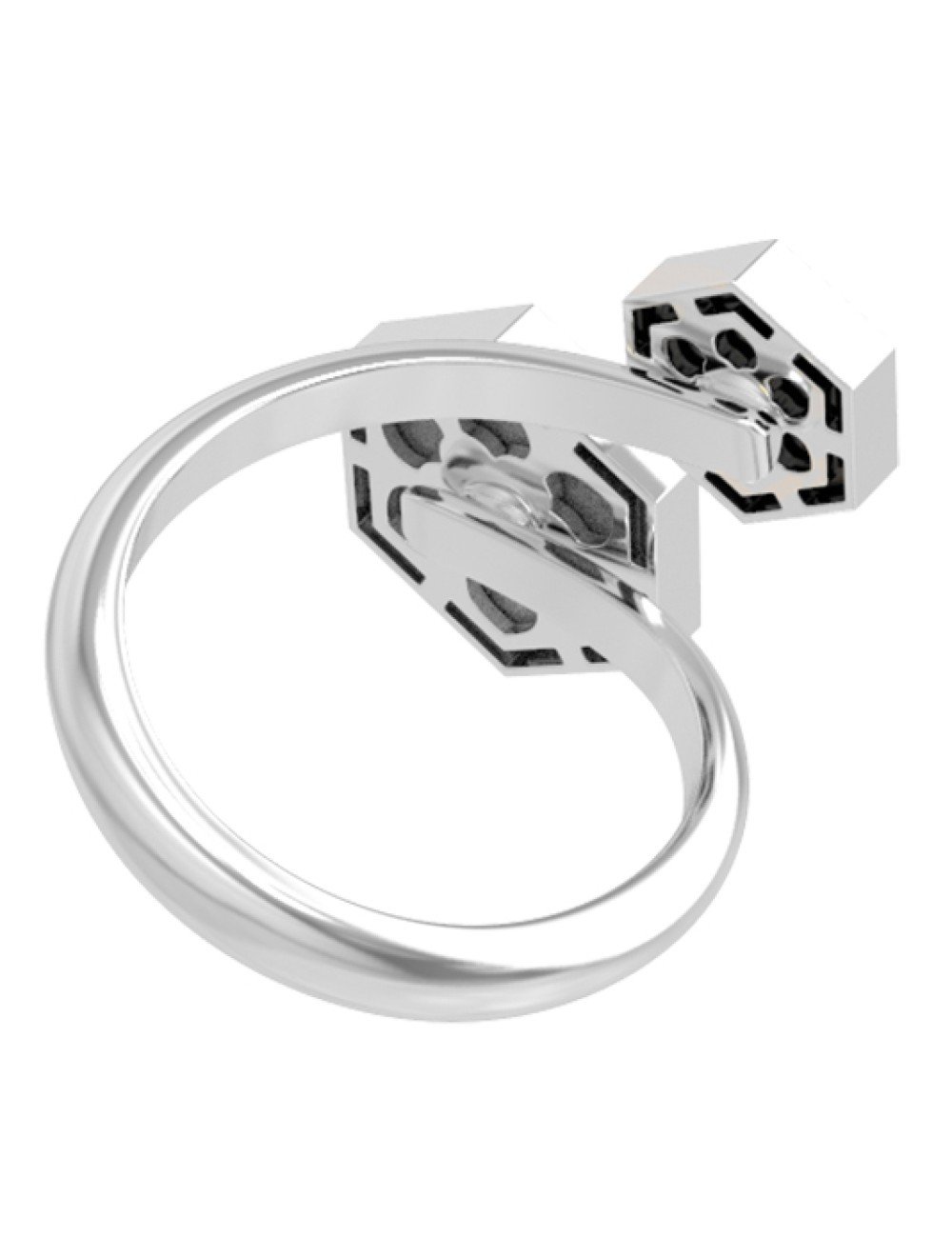 Кольцо из белого золота c ониксом и перламутром