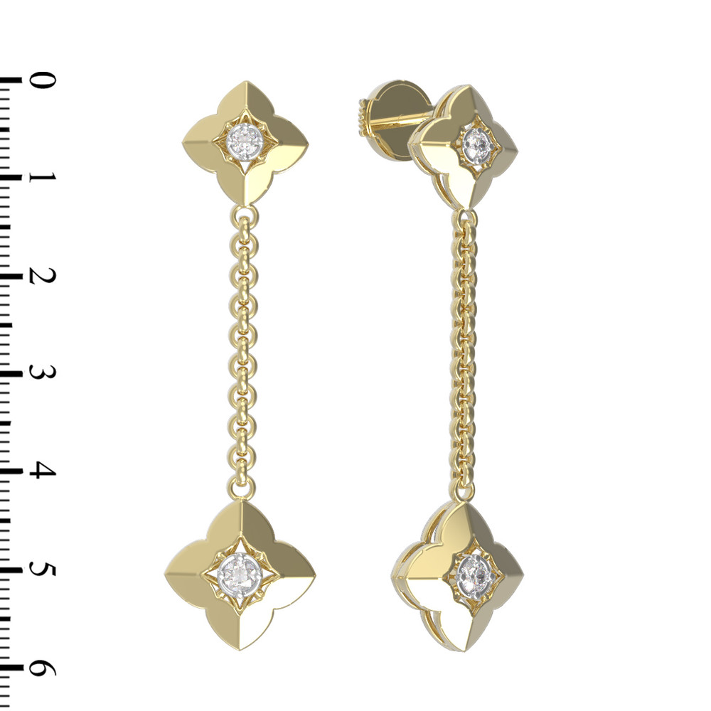 Серьги из лимонного золота 585 пробы c бриллиантами