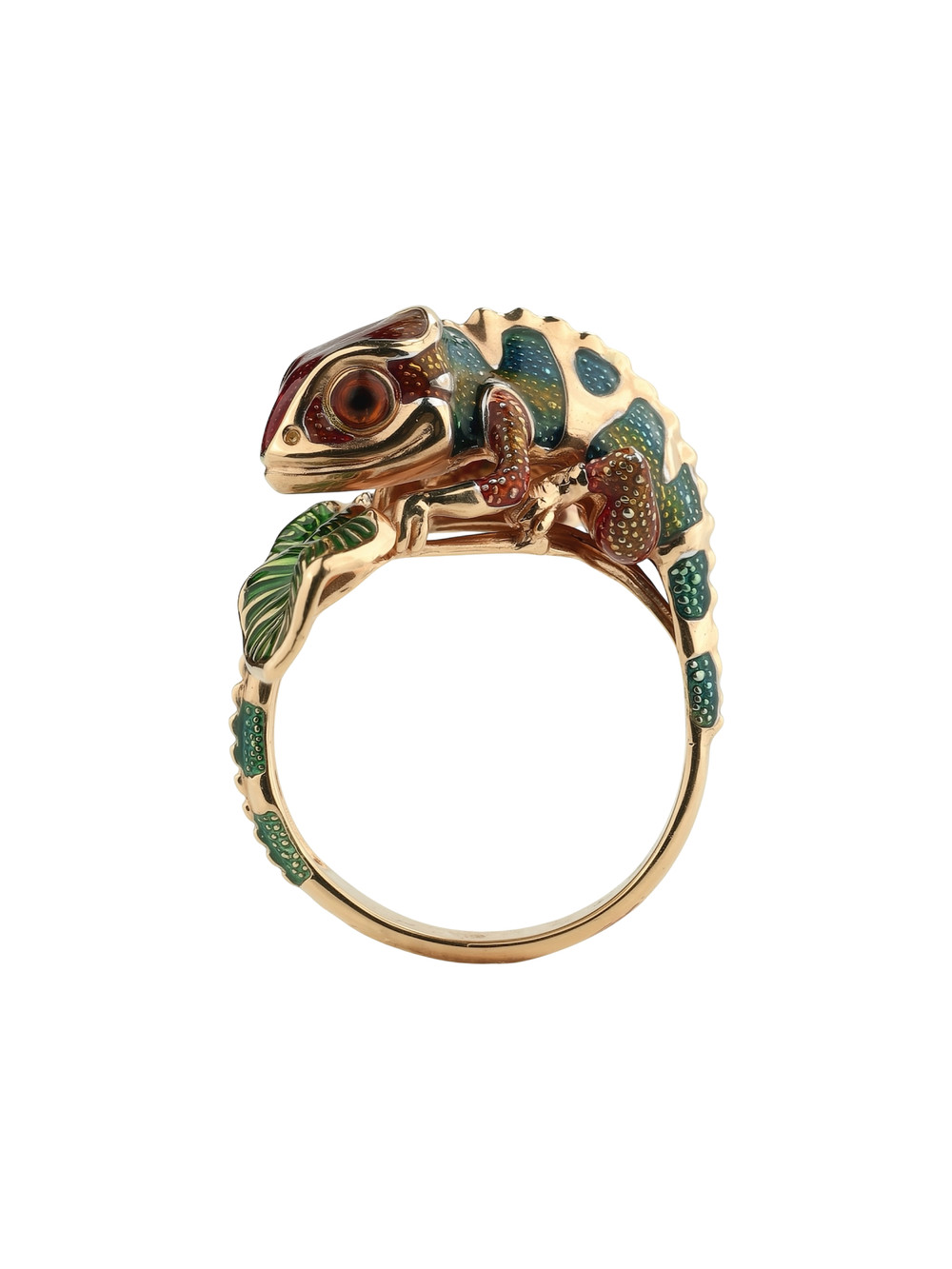 Кольцо из красного золота 585 пробы c эмалью