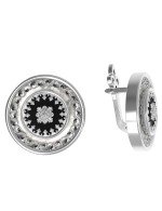 Серьги из белого золота c ониксом и перламутром