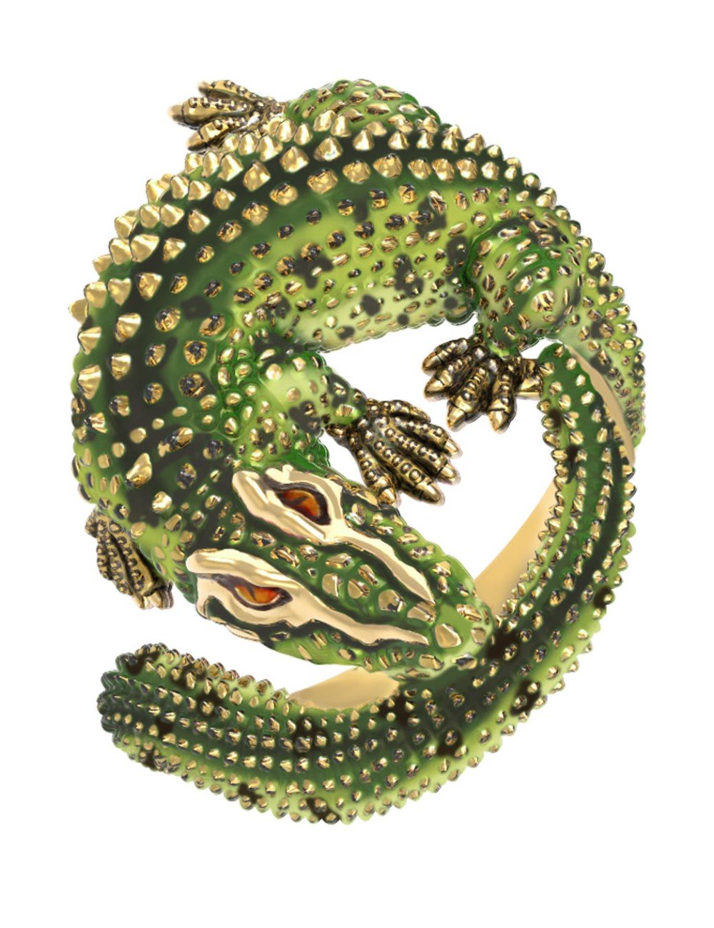 Кольцо из лимонного золота c эмалью