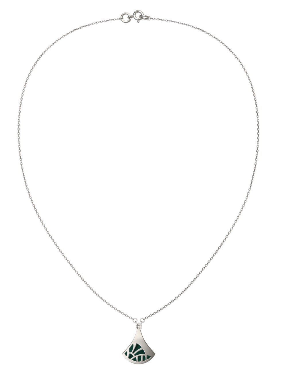 Колье из белого золота c бриллиантами и малахитом