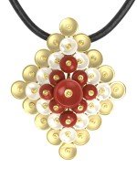 Подвеска из лимонного золота c агатом и перламутром