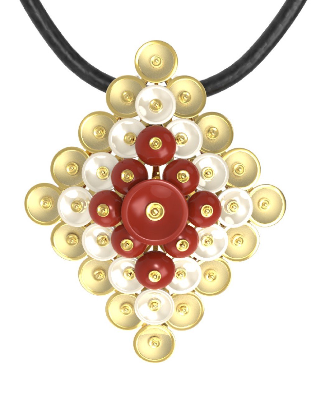 Подвеска из лимонного золота c агатом и перламутром