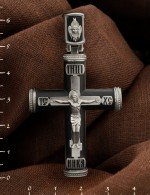 Крест из белого золота c эмалью и эбеновым деревом